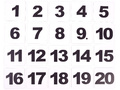 Набор магнитных карточек "Числа от 1 до 20" (фон белый)