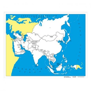 Контурная карта Азии - столицы