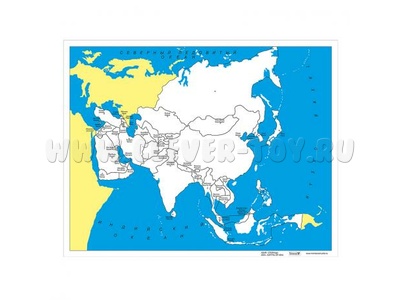 Контурная карта Азии - столицы